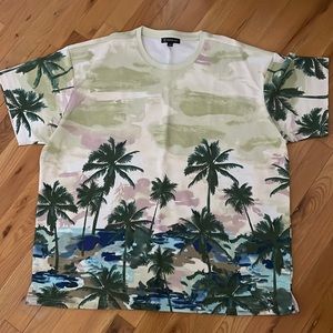 INC Lime Twist Tropical Print Mens Shirt